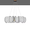 Elegant Modern White Fabric Petal Shaped Chandelier With Multiple Hanging Lampshades Design