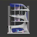 Modern Multi Floor Building With Blue Glass Top And Open Interior Design