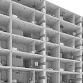 Modern Multi Storey Residential Building With Glass Curtain Wall And Bright Interiors