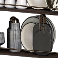 Modern Tableware Ornaments Plate Coffee Cup Storage Rack Plate Vintage Decoration Ornaments 3d model