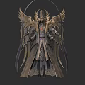 Mythical Reptilian Creature With Armored Wings Flowing Cloak And Sharp Scales Design