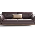 Black Leather Multi Person Sofa With Light Gray Cushion Dark Wooden Legs Modern Style Design