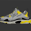 Gray Yellow And Black Sneakers With Chunky White Sole Stylish Contrast Accents Modern Casual Design