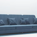 Modern Blue Three Seater Sofa With Decorative Pillows And Comfortable Design 3d model