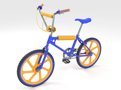 Colorful Blue And Orange Kids Bicycle With Stylish Frame And Wheels 3d model