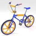 Colorful Blue And Orange Kids Bicycle With Stylish Frame And Wheels