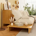 Japanese Style Log Style Living Room Sofa Coffee Table Combination Ornaments 3d model