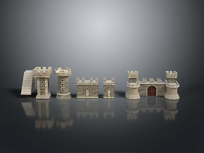 Detailed Miniature Stone Castle Models With Towers Gates And Wall Structures 3d model