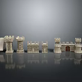 Detailed Miniature Stone Castle Models With Towers Gates And Wall Structures