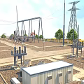 Large Industrial Factory Building Complex with Surrounding Trees Roads and Equipment