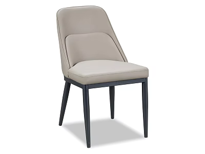 Modern Light Gray Padded Leisure Chair With Black Metal Legs And Ergonomic Backrest 3d model