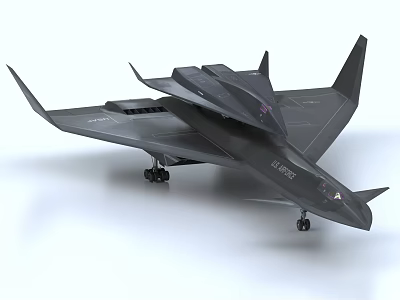 Detailed Black Stealth Fighter Model Sculpture With Realistic Design And Structure 3d model