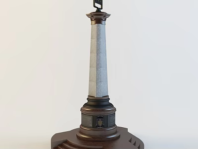 Stone Monument With Tall Column And Brown Base Featuring Plaque 3d model