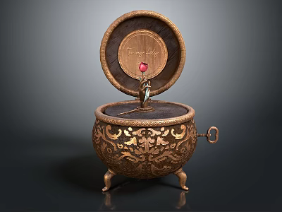Vintage Decorative Storage Container With Ornate Carvings Lidded Design And Decorative Feet 3d model