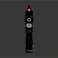 Modern Tactical Weapon With Scope Red Light Indicator Black Metal Body And Grip