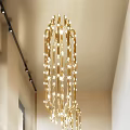 Modern Golden Decorative Light With Chain Design And Bright Bulbs For Elegant Interior Space