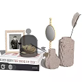 Stylish Decorative Ornament Set With Photo Frame Glass Cloche Mirror Ceramic Vases Feather And Books