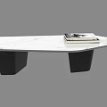 Minimalist Modern Coffee Table Featuring Irregular White Marble Top And Black Legs 3d model