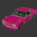 Pink Customized Vintage Sedan With Shiny Metallic Finish And Dark Background Reflection