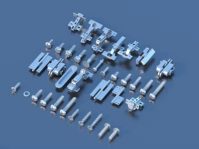Assorted Metal Fasteners Including Screws Nuts And Connectors For Industrial Use 3d model