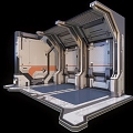 Modern sci-fi wall panel corridor component 3d model