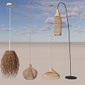 Modern Woven Pendant Lights Collection with Various Natural Design Styles 3d model