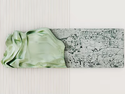 Light Green Wrinkled Wall Decor With Cracked Texture Long Strip And Striped Background 3d model