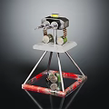 Mechanical Weapon With Tripod Stand Transparent Base Red Frame And Metal Components