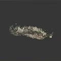 Detailed Realistic Rocky Terrain Model With Green Vegetation And Small Pathways