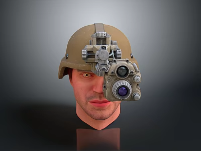 Tactical Military Helmet With Optical Night Vision Device For Combat Operations 3d model