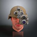 Tactical Military Helmet With Optical Night Vision Device For Combat Operations 3d model