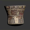 Traditional Handcrafted Ceramic Cup With Orange Interior And Colorful Geometric Patterns