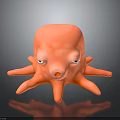 Orange Octopus Toy Character With Round Head Multiple Tentacles And Playful Facial Expression