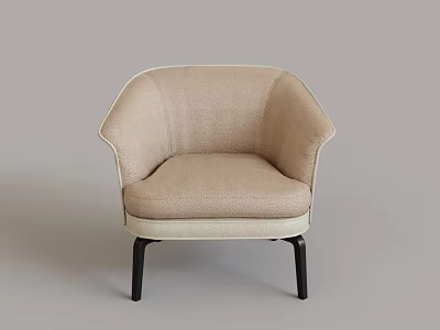 Light Beige Accent Chair With Curved Backrest Armrests Padded Seat And Black Legs 3d model