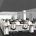 Spacious Public Office Space With Cubicles Computers Office Chairs And Large Windows 3d model