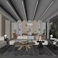Modern Living Dining Room Interior Design With Wooden Walls Sofa Coffee Table And Pendant Lighting