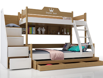 Modern Bed and Bed Children's Bed 3d model