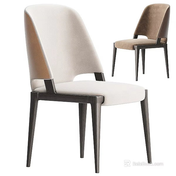 Modern Upholstered Dining Chairs With Wooden Legs And Neutral Tones Design 3d model 