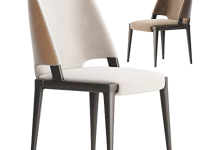 Modern Upholstered Dining Chairs With Wooden Legs And Neutral Tones Design 3d model