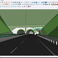 Road Infrastructure With Tunnel Green Forest Street Lamps Guardrails And Vehicles