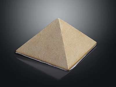 Cartoon Style Pyramid Illustration With Sandy Color Shiny Surface And Dark Background Scene 3d model