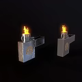 Two Metal Lighters With Burning Flame And Decorative Pattern For Daily Use