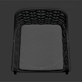 Modern Woven Rattan Chair with Metal Frame and Light Gray Cushion