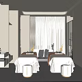 Luxury Minimalist Beauty Salon Interior With Two Massage Beds Mirrors White Curtains And Soft Lighting