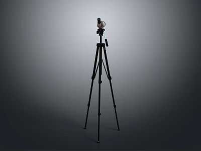 Sturdy Black Tripod Stand With Adjustable Legs And Camera Mount Top 3d model