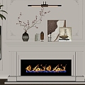 French fireplace background wall 3d model