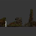 Ancient Ruin Scenery Components with Arch Stone Blocks Steps and Moss Covered Details 3d model