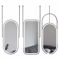 Stylish Modern Mirrors With Oval Rectangular Shapes And Metallic Frames In Gold Black Silver 3d model