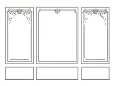 Decorative Plaster Moldings For Interior Wall Decoration With Various Patterns 3d model