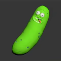 Green Anthropomorphic Pickle Cartoon Character With Funny Face And Eyes